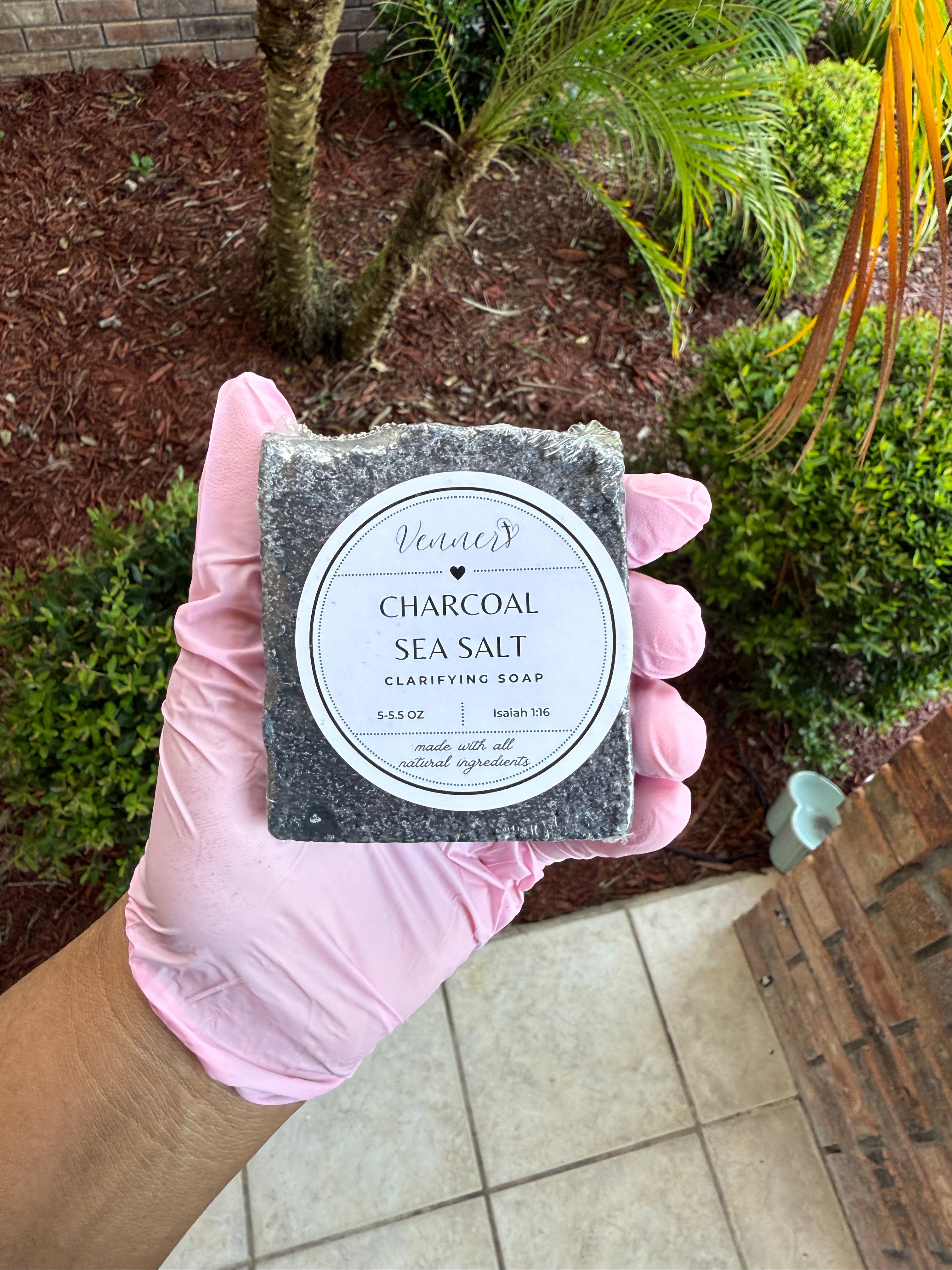 Clarifying Charcoal & Sea Salt Soap | Peppermint Scented | Detoxifying & Refreshing