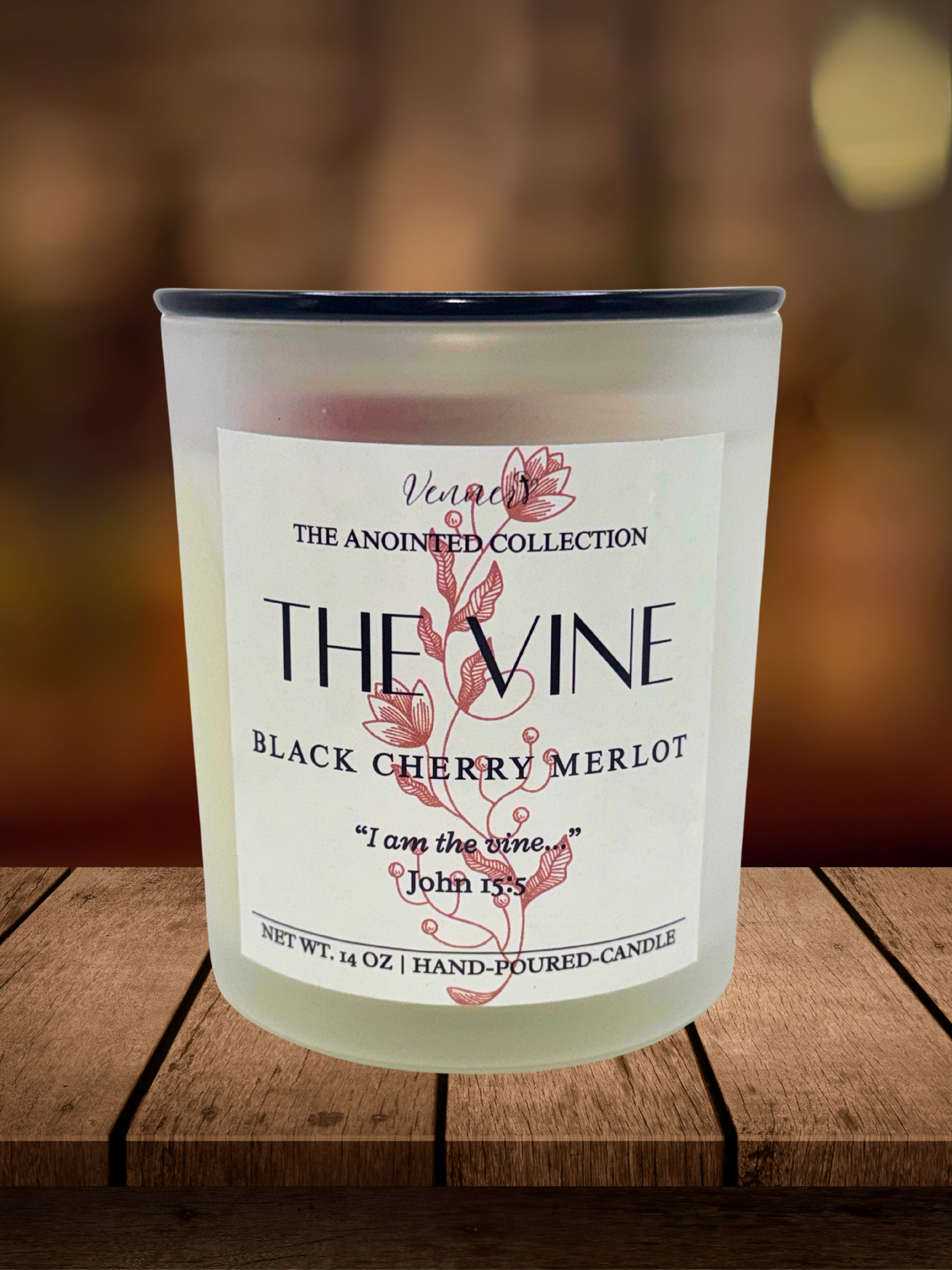 The Vine Faith Candle – Black Cherry Merlot | Christian Hand-Poured Candle Inspired by John 15:5