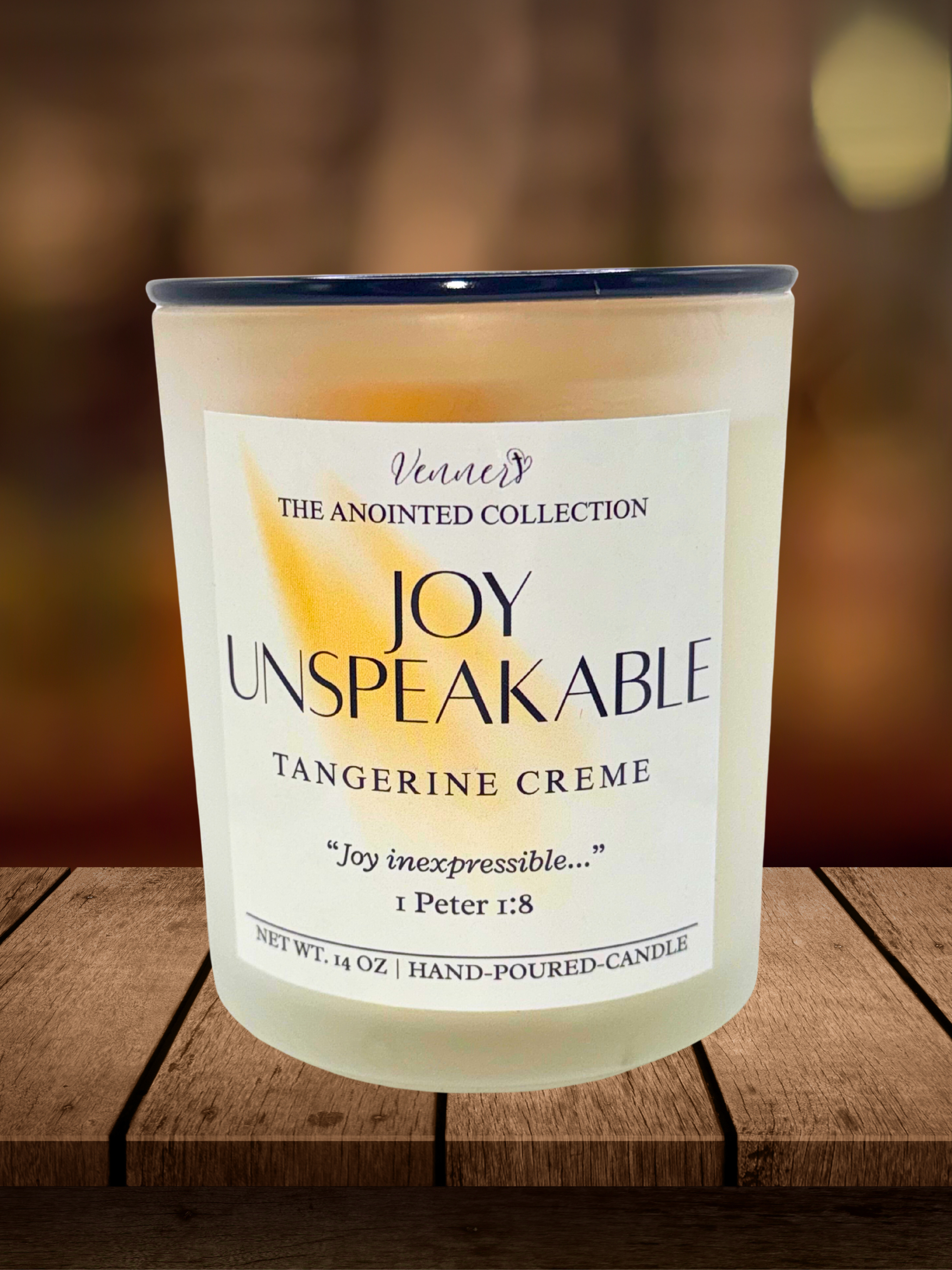 Joy Unspeakable Faith Candle – Tangerine Crème | Christian Hand-Poured Candle Inspired by 1 Peter 1:8